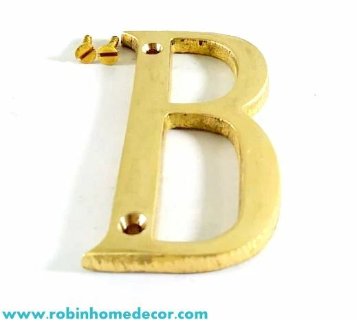 50MM (2Inch)Brass Home 26 Brass Polish Gold Alphabet Letters A to Z With Screws