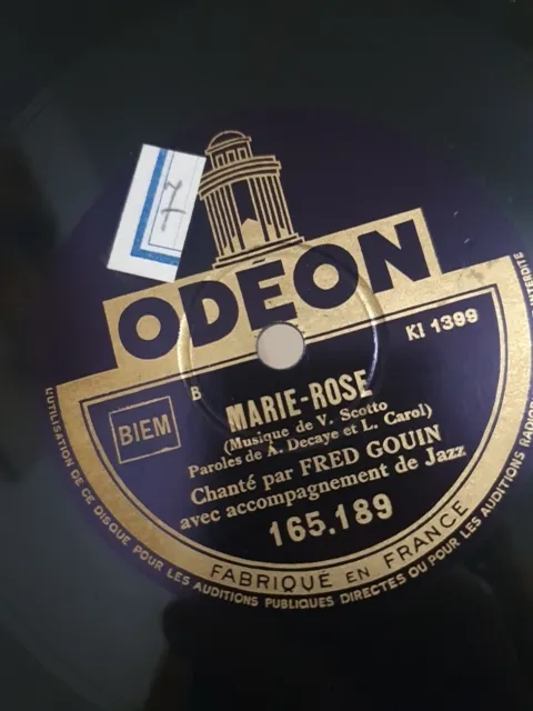 Ancien disque à aiguille Odéon Fred Gouin
