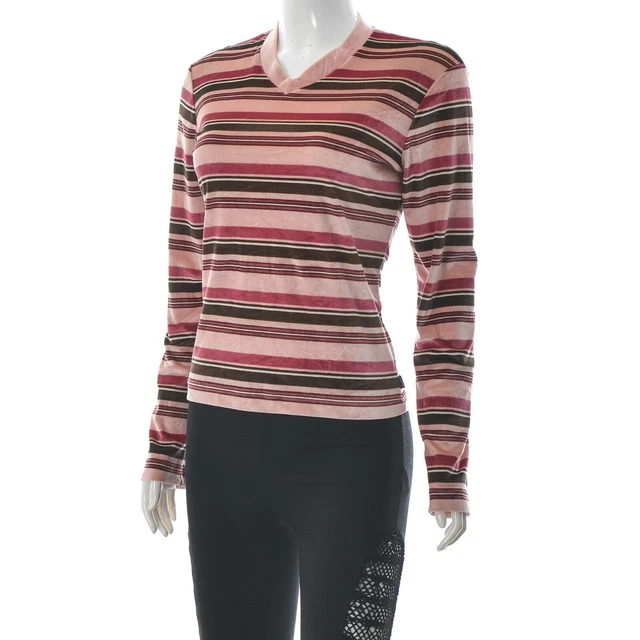 Levi's Pull Femme Col V Manches Longues Haut Basique Rayé Taille M Authentique