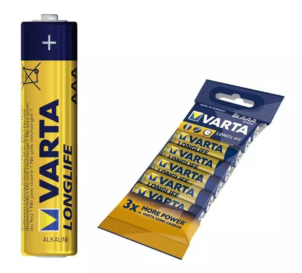 Pile Alcaline Varta ~ 1,5V ~ LR3 ~ AAA ~ Longlife = Longue Vie (8 pièces)