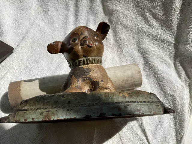 Antique Usa Hubley Cast Iron Fido Dog Statue Doorstop