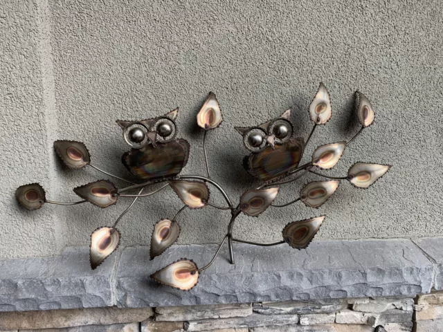 Brutalist Abstract C. Jere Style Metal Art Owl Sculpture Mid Century Modern