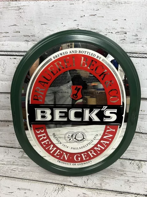 Vintage Beck's Beer Bremen Germany Mirror Bar Room Advertising Sign