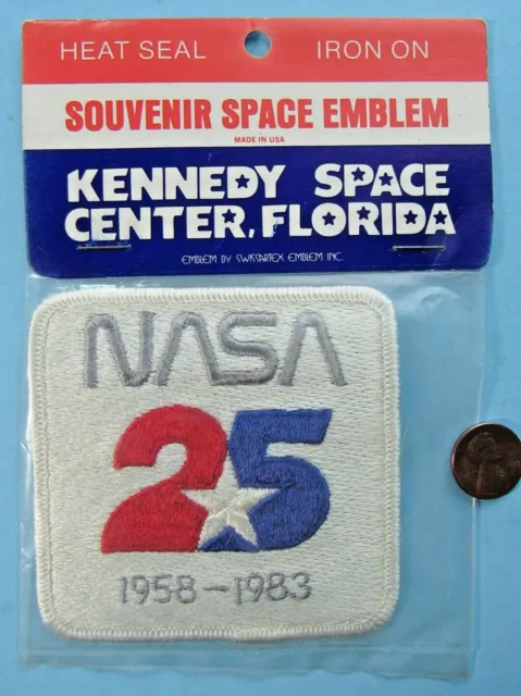 NASA PATCH '83 vtg NASA 25th ANNIVERSARY '58 - '83 / 3.5" MIP Swissartex Kennedy 2