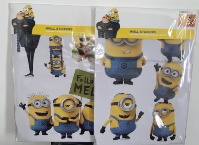 Despicable Me 3, Minions Individual Wall Stickers x 2 Packs - NEW.