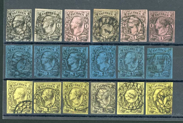 Sachsen: Lot ex Mi.Nr.8/11 gestempelt. Mi: 320,-