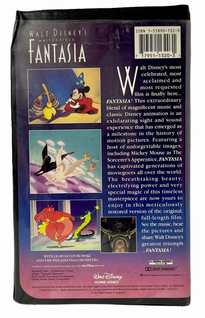WALT DISNEY'S MASTERPIECE Fantasia 1991 VHS Disney’s Most acclaimed ...