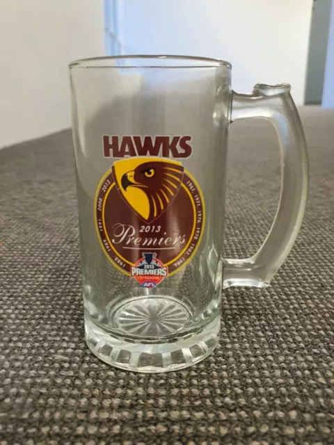 🔶️Vintage Hawthorn Hawks Afl Vfl Football Club Stein Beer Glass Man Cave 2013