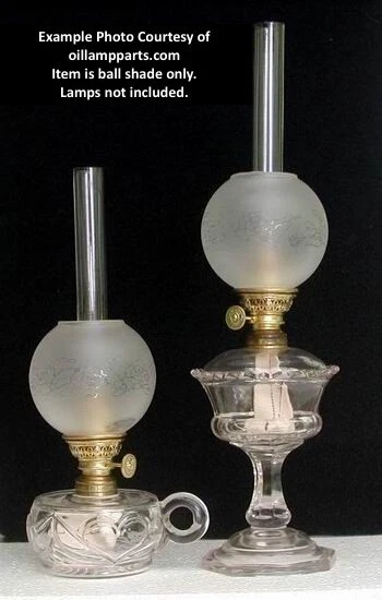 6” Vianne “Mouth Blown” Satin Etched Ball Glass Lamp Shade, Floral Scene 2-1/4" 3