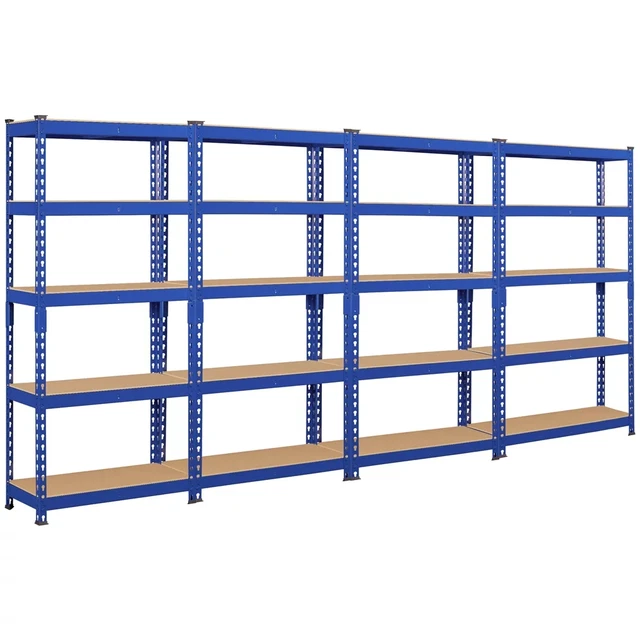 4 Pieces of 5 Tiers Boltless Storage Shelf with Metal Frame for Warehouse Store
