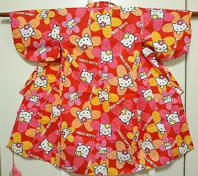 Hello Kitty, Japanese kimono, YUKATA, Kids, Girl, Red, Floral, Flower, 90