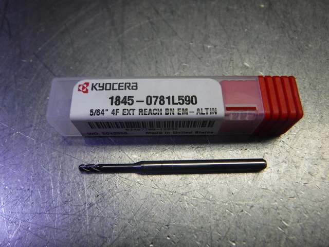 Kyocera 5/64" 4 Flute Carbide Ballnose Endmill 1/8 Shank 1845-0781L590 (LOC3385)