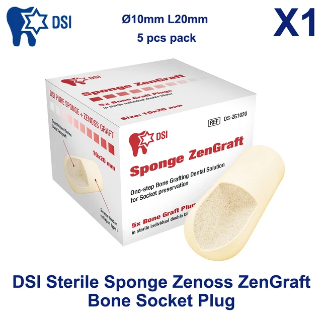 DSI Sponge Zenoss ZenGrft B0ne Socket Plug Ø10mm L20mm 5 pcs pack
