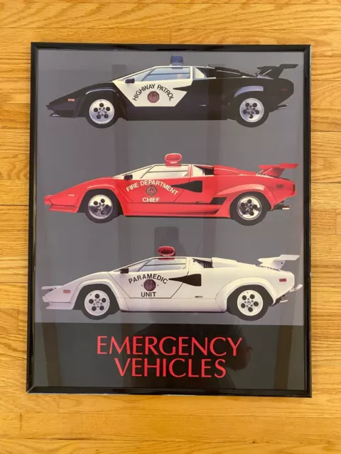 Police Lamborghini Countach Emergency Vehicles Highway Patrol Fire Photo Print