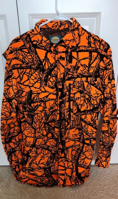 CABELA'S Seclusion Blaze Orange Camo Insulated Hunting Shirt Knit  Hat & Vest M