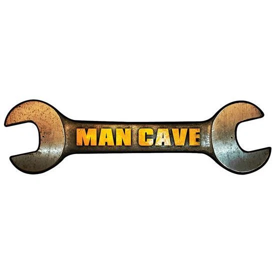 Man Cave Wrench Shape Metal Sign