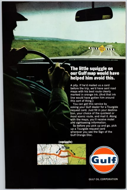 1966 Gulf Oil Corporation Tourguide Request Card Maps Print Ad