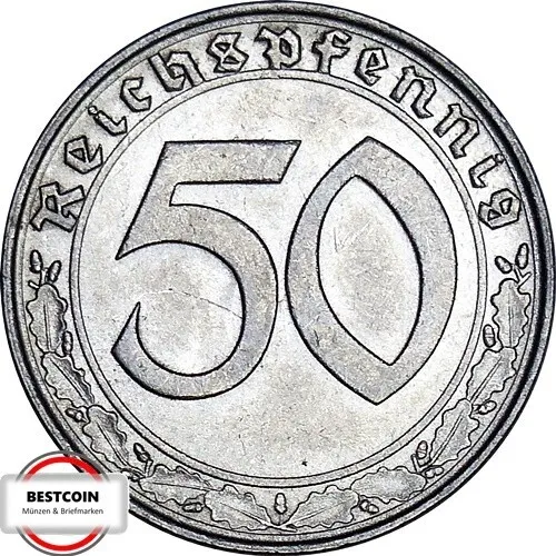 J365 50 Pfennig DRITTE REICH von 1939 D in VZ-STG  13411207