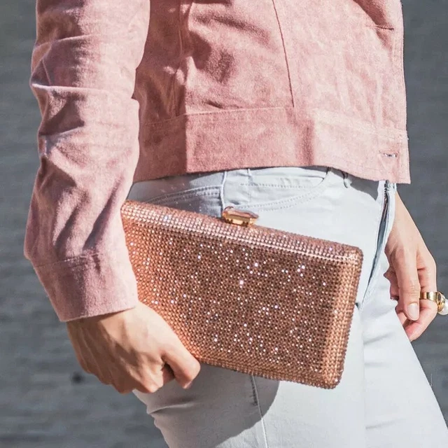 Women Evening Party Purse Rhinestone Simulated Crystal Clutch Bag Wedding Ladies