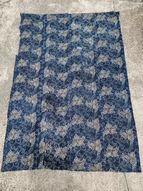 Vintage Japanese Kimono Fabric Indigo Blue,BORO ,KATAZOME,　177cm×125cm