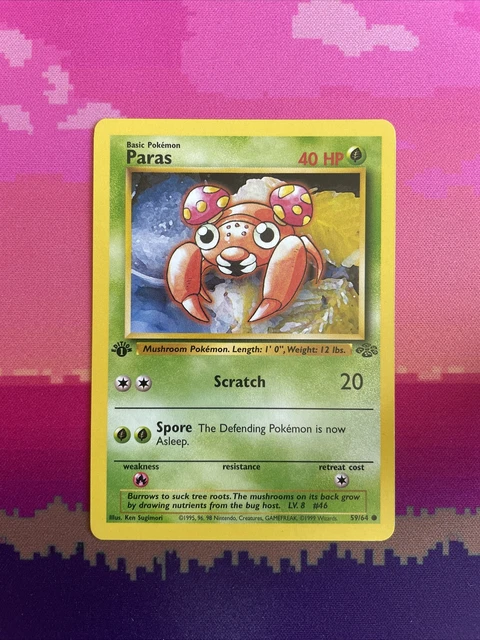 Pokemon Card Paras Jungle 1st Edition Common 59/64 Near Mint