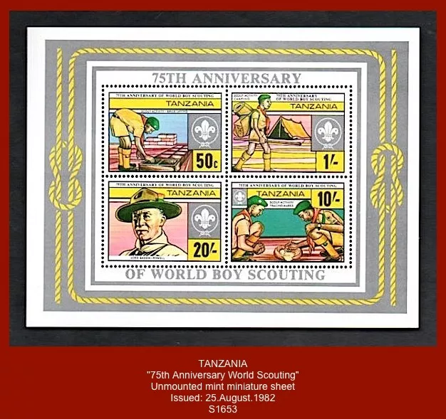 TANZANIA 1982 - "75th Anniv. World Scouts" - unmounted mint miniature sheet