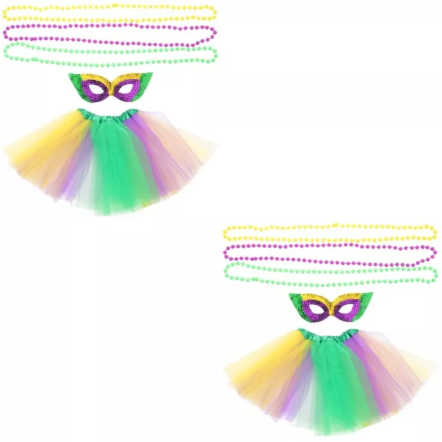 2 Set Mascarade Mask for Women Mardi Gras Costumes Carnival Skirt Decorations