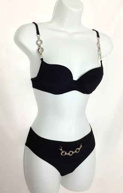 NWOT GOTTEX Black Underwire Bikini 2 Piece Swimsuit Size 6/8 Retail $168