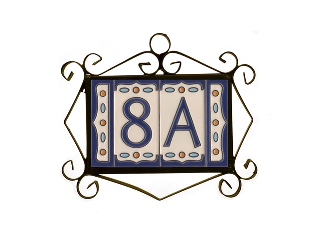 Nazari M5 Spanish Hand-painted Ceramic 11 x 5.5 cm or 2.16 x 4.33" House Numbers 2