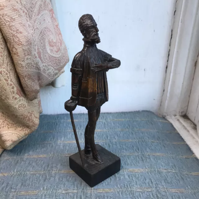 Old vintage carved wooden figure Man Spanish Don Quioxte Spain OURO Artesania aa