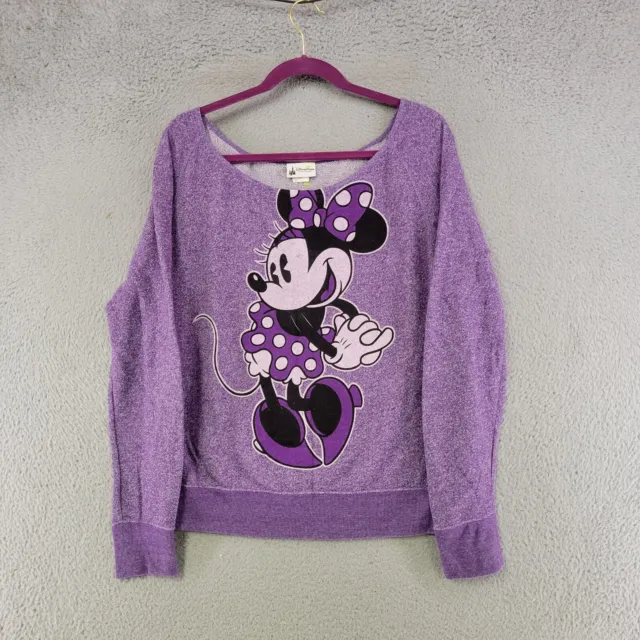 Disney Parks Authentic Sweater Womens L Large Purple Minnie Mouse Pullover