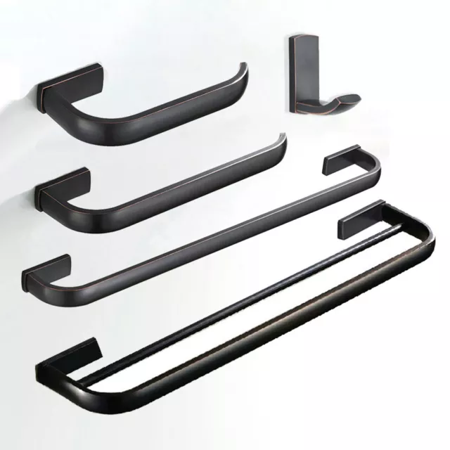 Oil Rubbed Bronze Bathroom Accessories Set Towel Ring Bar Robe Hook Paper Holder