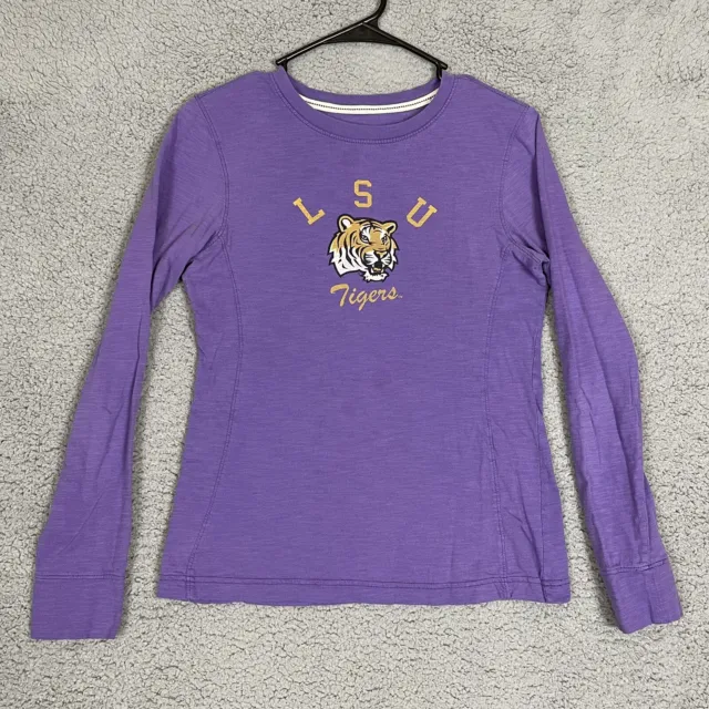LSU Tigers Shirt Women's Medium Purple Long Sleeve Slim Fit NCAA Football