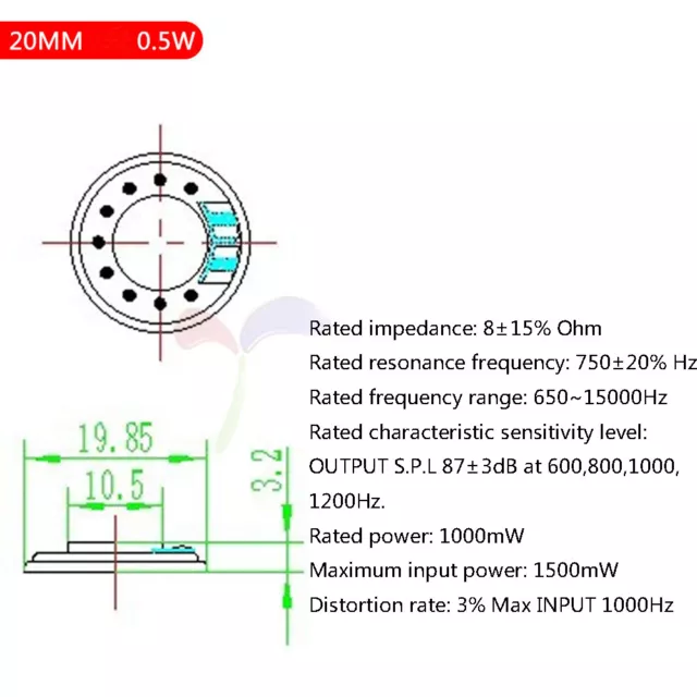 0.5W 8Ohm Mini Speaker Horn Loudspeaker Dia 20/23/28/30/36/40/50mm Audio DIY 3