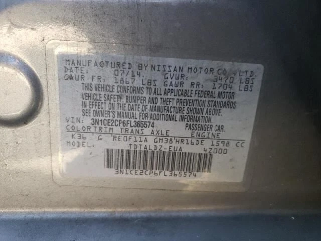 Trunk/Hatch/Tailgate Hatchback Note Fits 15-18 VERSA 8577121