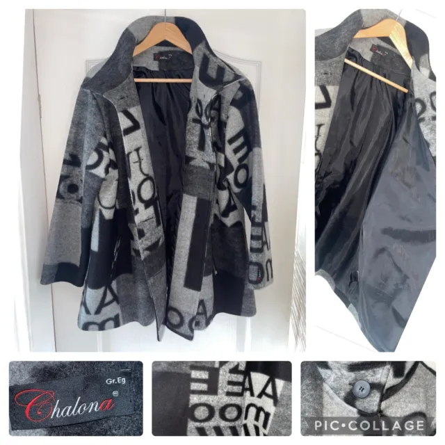 Chalona German Designer Button Up Wool Over Coat Jacket GR/EG ✅
