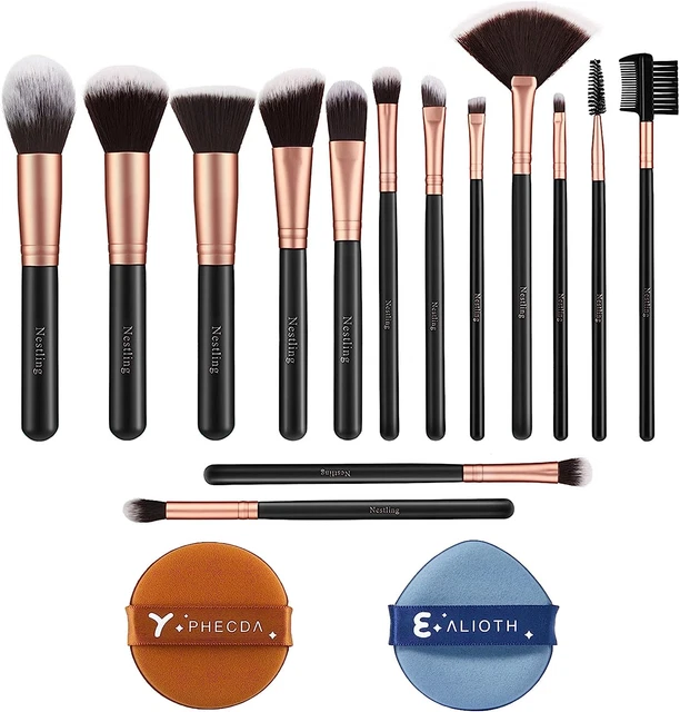 14 Pezzi Pennelli Trucco Professionale Set,Kit Di Pennelli Da Trucco, Pennelli M
