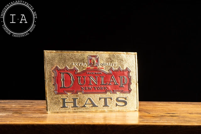 NOS Antique Dunlap Hats Advertising Sign