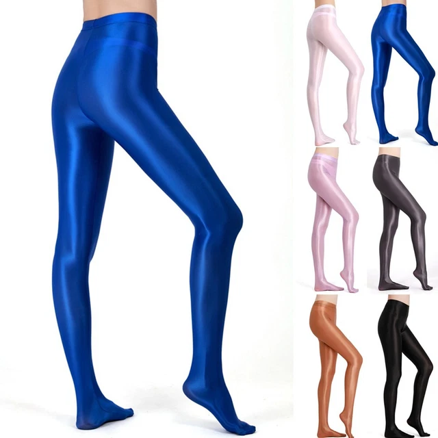 leggings élégants taille haute satiné sans couture huileux brillant paillette