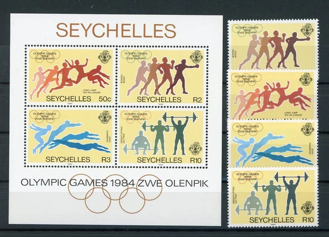 Seychellen 563-566+Block24 postfrisch Olympia #HL492