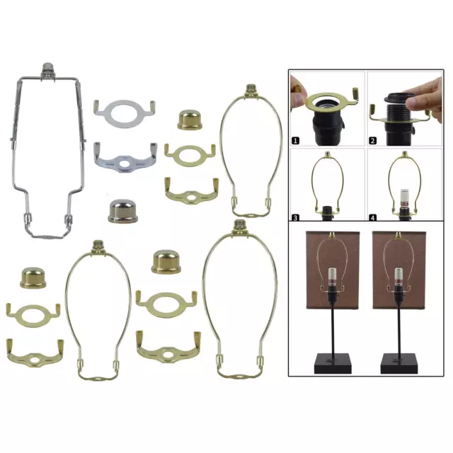 7-9" / 8" / 10" / 12" Lampenschirm-Harfenhalter mit Endstück-Set, Halterung