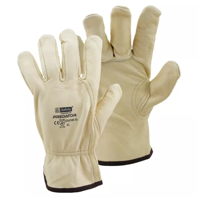 Predator Premium Grade Soft Leather Rigger Gloves Beige XL