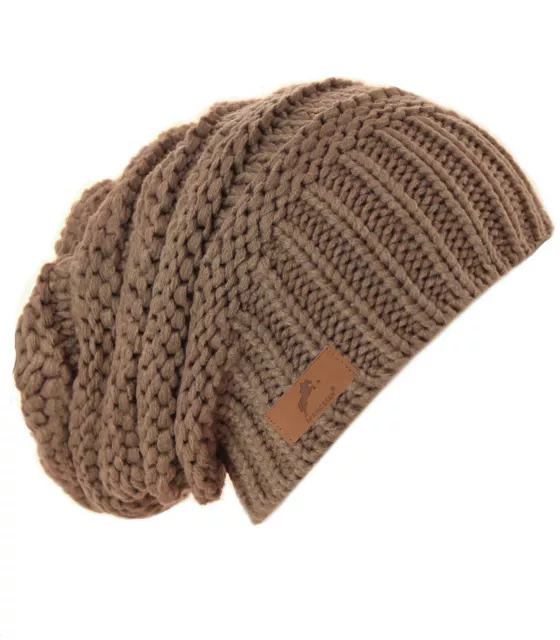 Wintermütze Herren Damen Slouch Long Beanie Mütze Winter Strickmütze beige visk