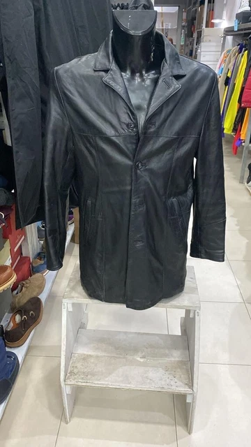 Veste En Cuir Véritable Vintage PULL & BEAR Pour Homme - Taille M Noir - Occasion Bon état