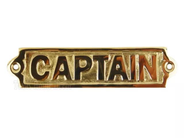 Captain Wall Plaque Sign Polished Solid Brass Nautical Beach House Boat Decor