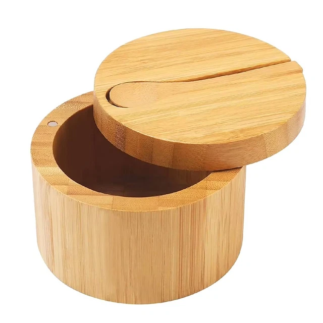 Boîte à Sel En Bois, Pot à Sel Avec Couvercle Et Cuillère, Boîte à Sel