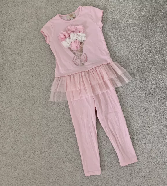 Caramelo Girls Outfit 4-5 Years Set Designer Age 3-4 Top Leggings Tutu Spanish