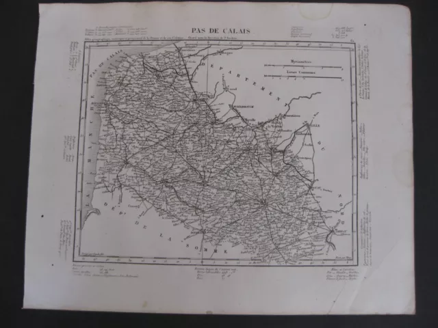 1835 Carte Atlas Géographique France Pas de Calais Arras 2