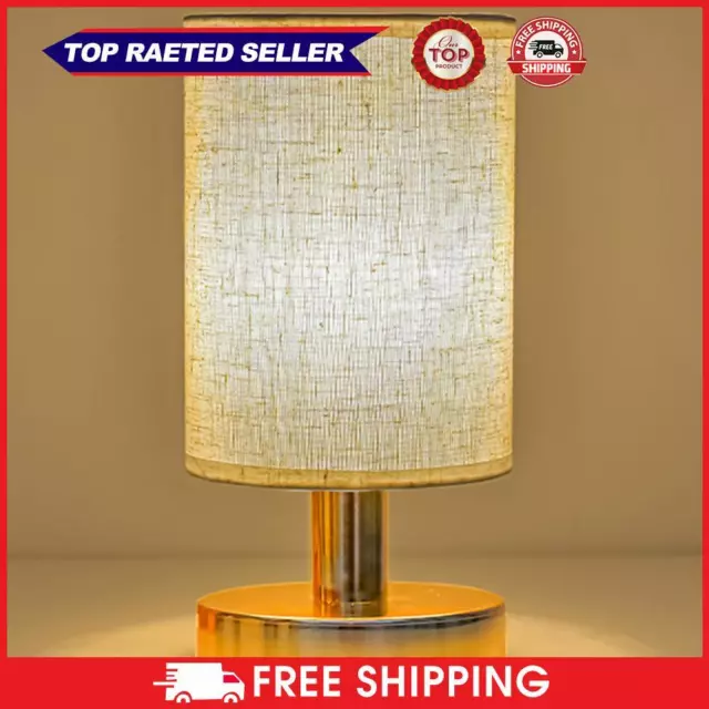 USB BEDSIDE LAMP with Linen Fabric Shade Desk Lamp (Flax Ash-Gold) UK £ ...