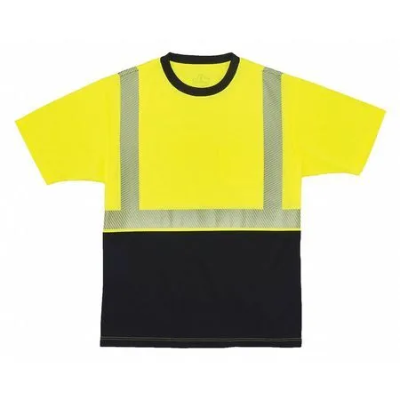 GLOWEAR BY ERGODYNE 8280BK Blk Front Perf. Safety T-Shirt,5XL,Lime